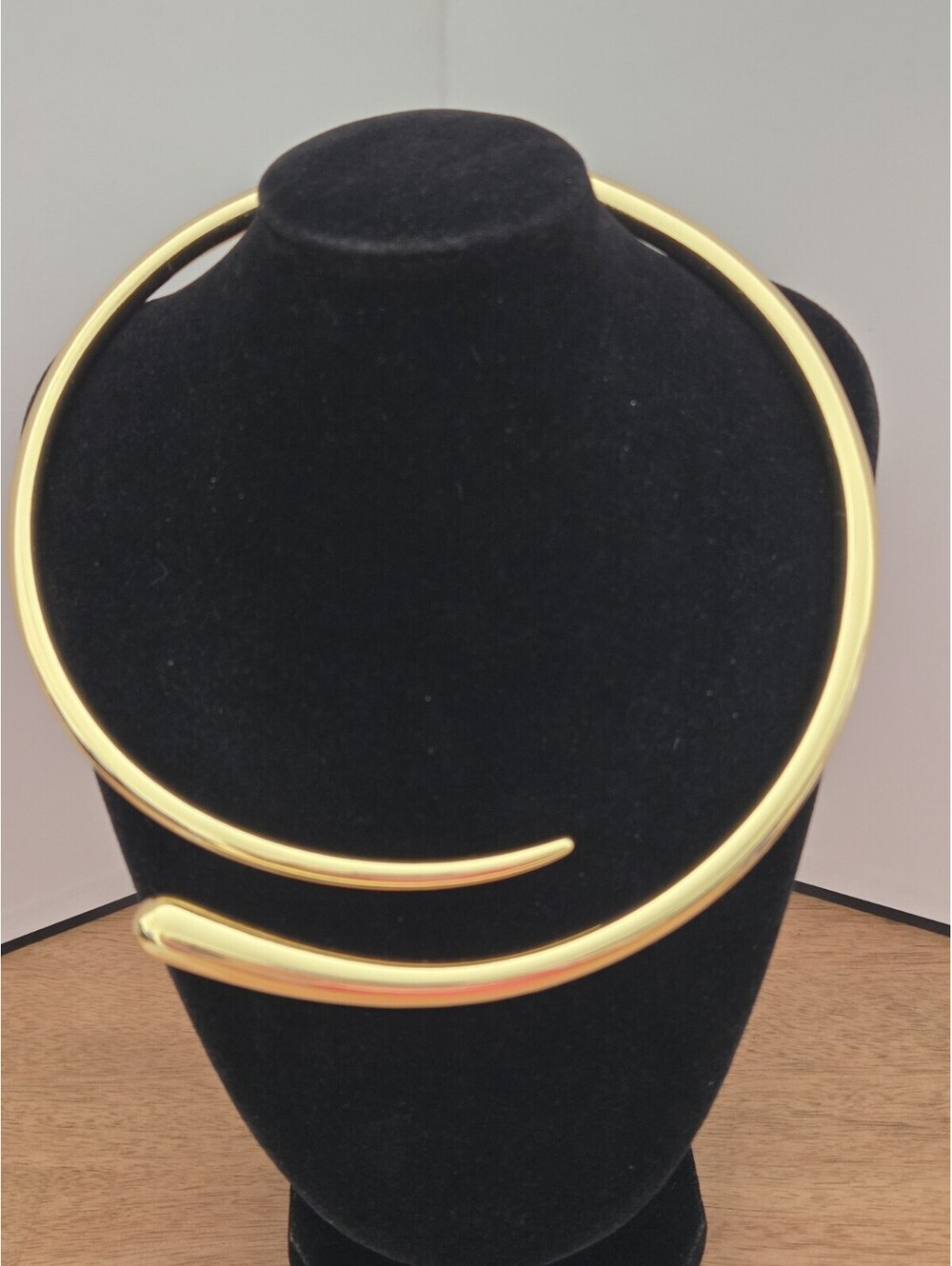 Gold Tone Collar Necklace Statement Torque Tubular Minimalist Modern